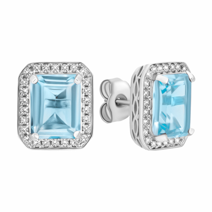 Срібні пусети з топазом і фіанітами. Артикул UG5SE18086 topaz