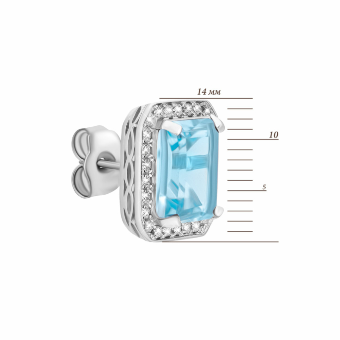 Срібні пусети з топазом і фіанітами. Артикул UG5SE18086 topaz