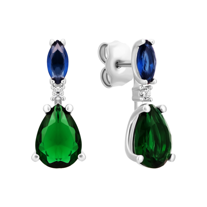 Серебряные серьги-пуссеты с crystal. Артикул UG5SE37175 sap green