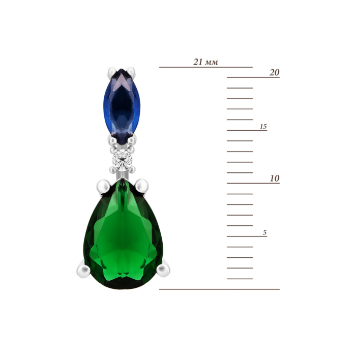 Серебряные серьги-пуссеты с crystal. Артикул UG5SE37175 sap green