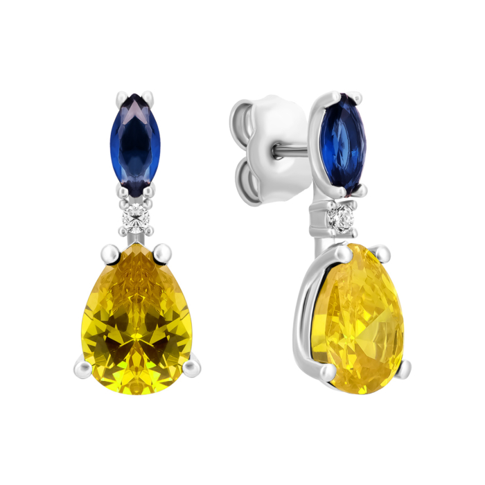 Срібні сережки-пусети з crystal. Артикул UG5SE37175 sap yel