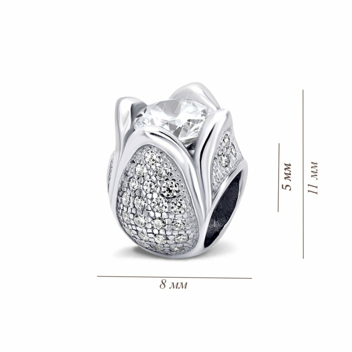 Срібна намистина шарм. Артикул UG5947П.Rh