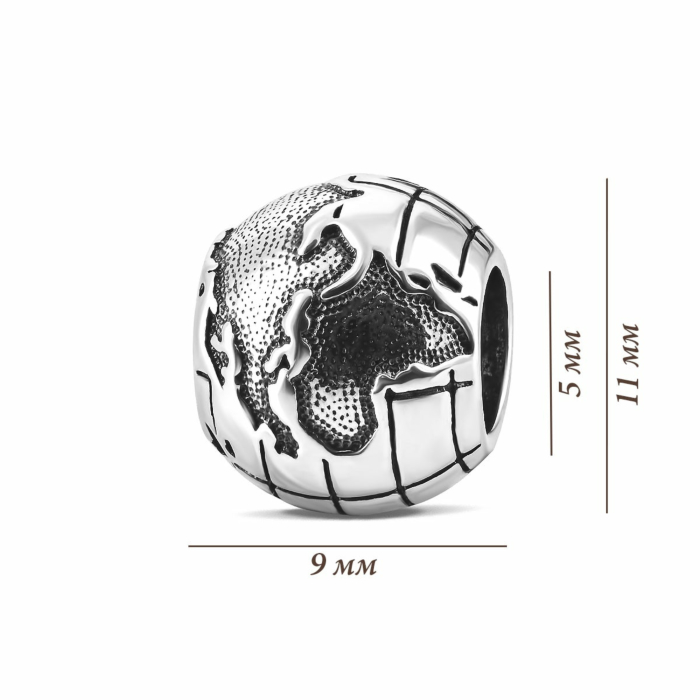 Серебряная бусина шарм Глобус.Артикул UG584634*
