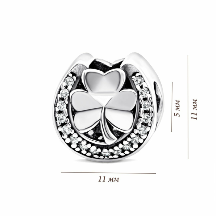 Срібна намистина шарм Конюшина. Артикул UG584697б*