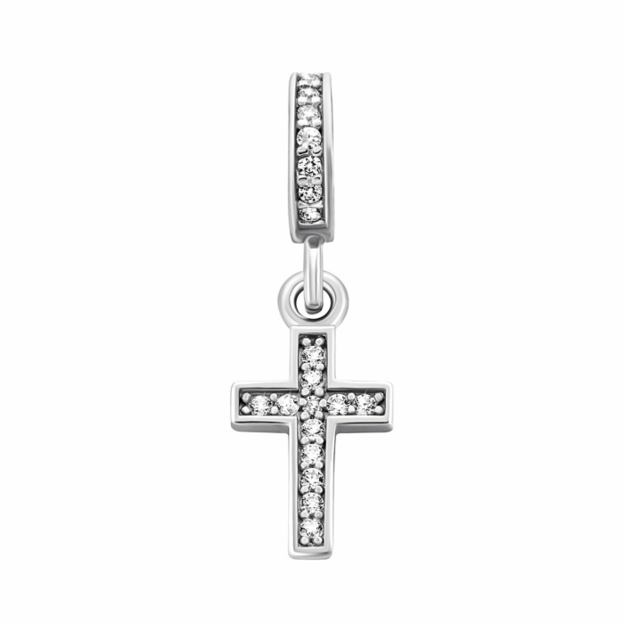 Срібна намистина шарм Хрестик. Артикул UG5998П.Rh