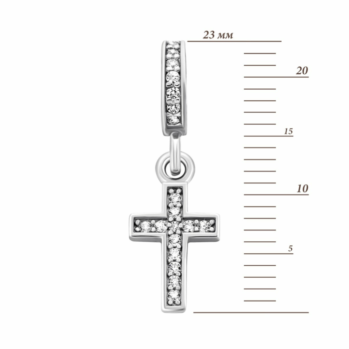 Срібна намистина шарм Хрестик. Артикул UG5998П.Rh