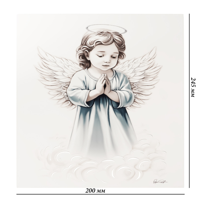 Срібна ікона Янгол Охоронець. Артикул UG5VL/2307-6CS