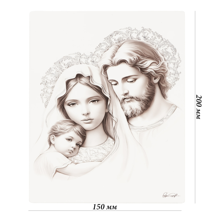 Срібна ікона Святе Сімейство. Артикул UG5VL/2302-4XS