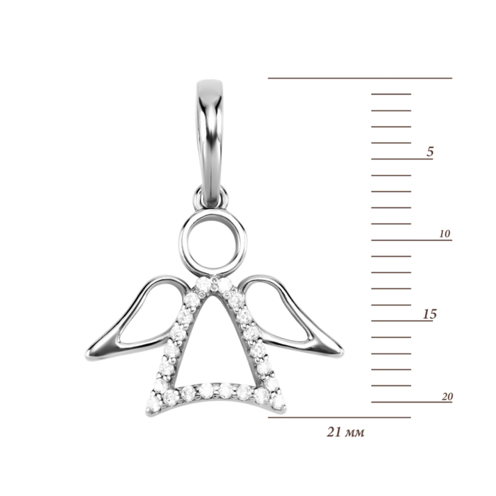 Срібна підвіска Янгол з фіанітами. Артикул UG589107б