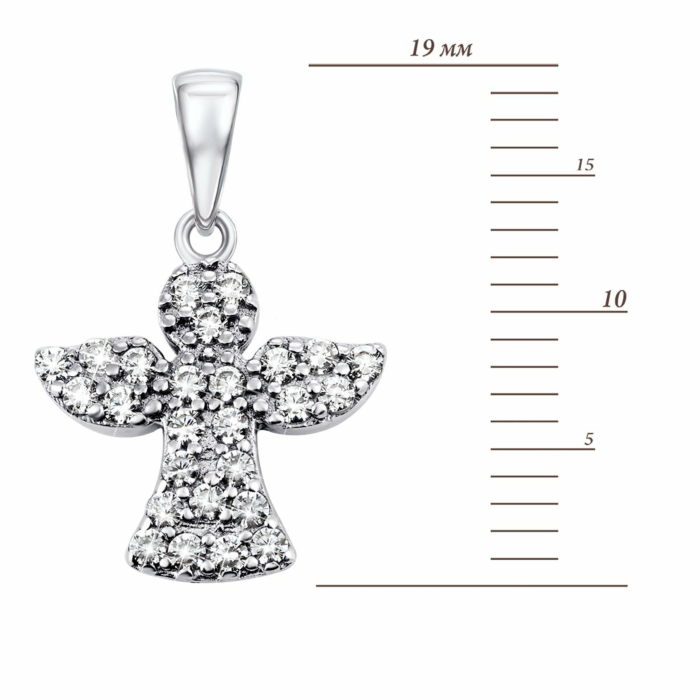 Срібна підвіска Янгол з фіанітами.Артикул UG5ЛК-0182р