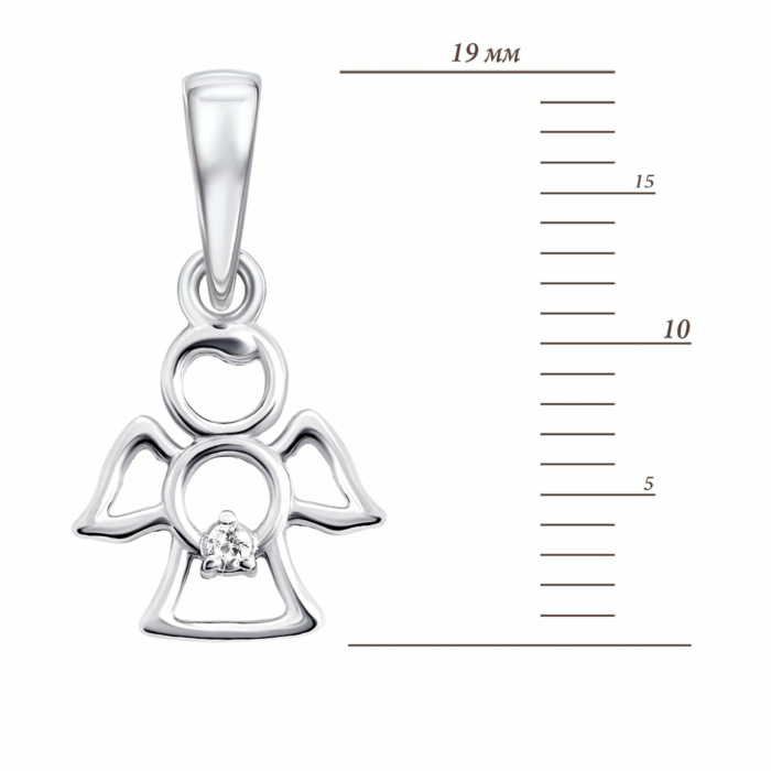 Срібна підвіска Янгол з фіанітом. Артикул UG584686б
