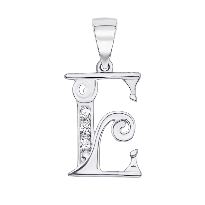 Срібна підвіска Літера Е з фіанітами (70303-е/12/1/3)