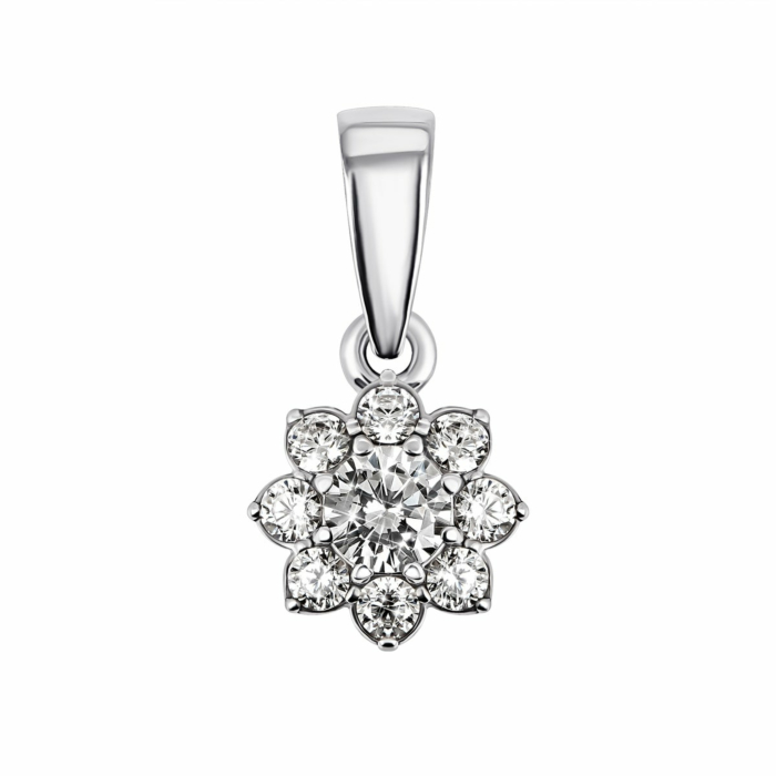 Срібна підвіска Квітка з фіанітами.Артикул UG5930057б