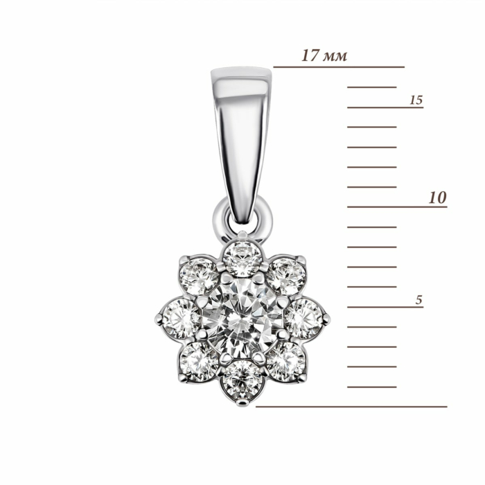 Срібна підвіска Квітка з фіанітами.Артикул UG5930057б