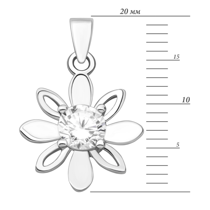 Срібна підвіска Квітка з фіанітом.Артикул UG5SP00116