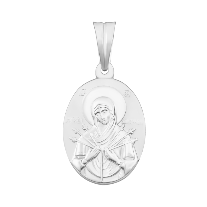 Срібна підвіска-іконка Божої Матері «Семистрільна».Артикул UG52-4259.0.2