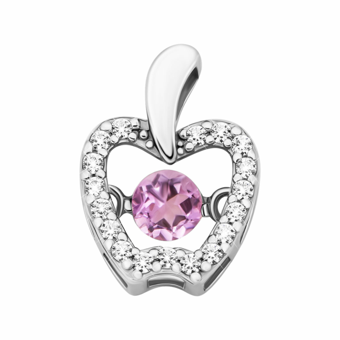 Срібна підвіска Яблучко з фіанітами.Артикул UG5806П.а.Rh