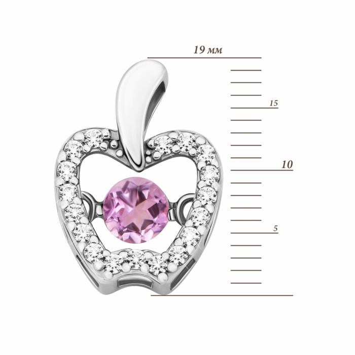 Срібна підвіска Яблучко з фіанітами.Артикул UG5806П.а.Rh