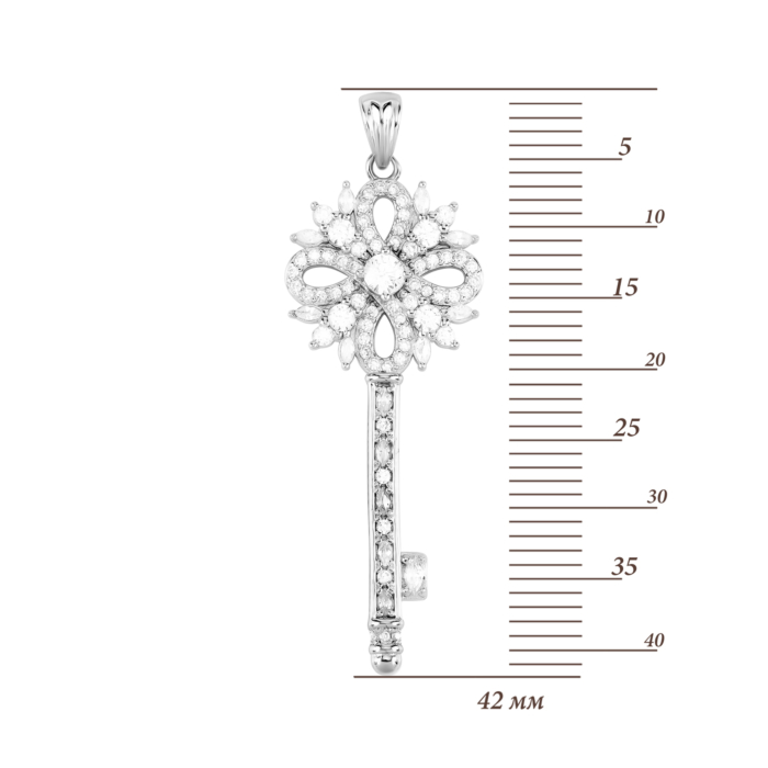 Срібна підвіска Ключик з фіанітами. Артикул UG5SZDP11144