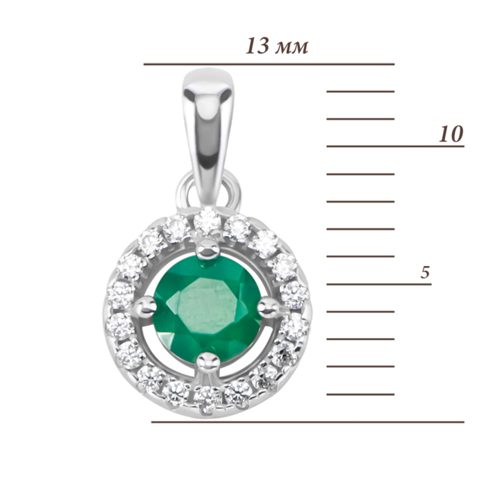 Срібна підвіска з агатом і фіанітами. Артикул UG5SZDP02746-1