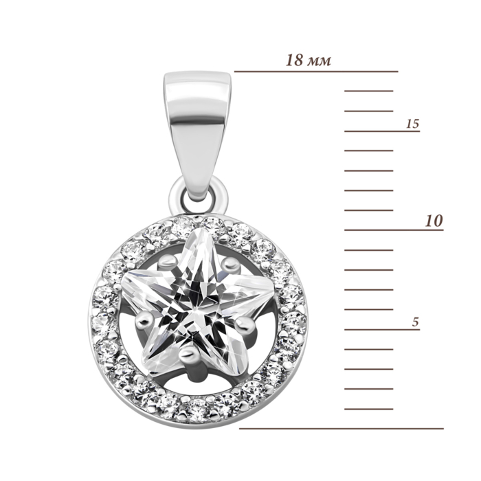 Срібна підвіска з фіанітами.Артикул UG51PE69433