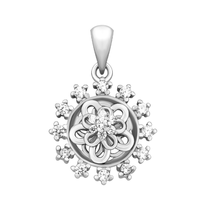 Срібна підвіска з фіанітами.Артикул UG5PE38626