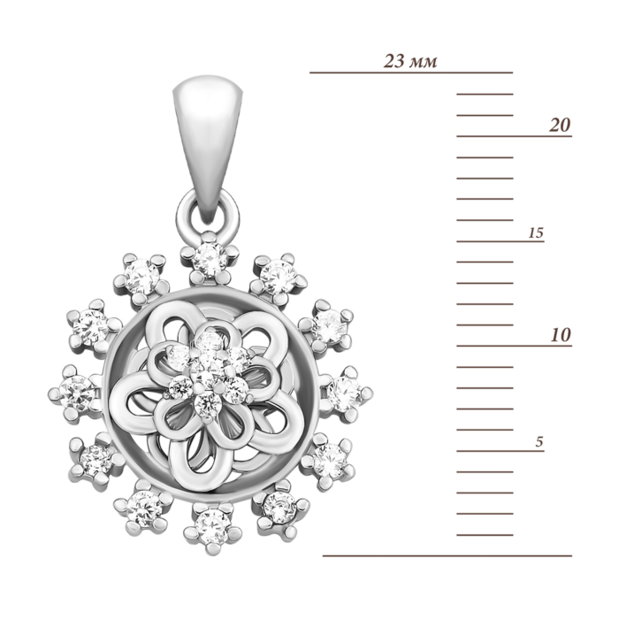 Срібна підвіска з фіанітами.Артикул UG5PE38626