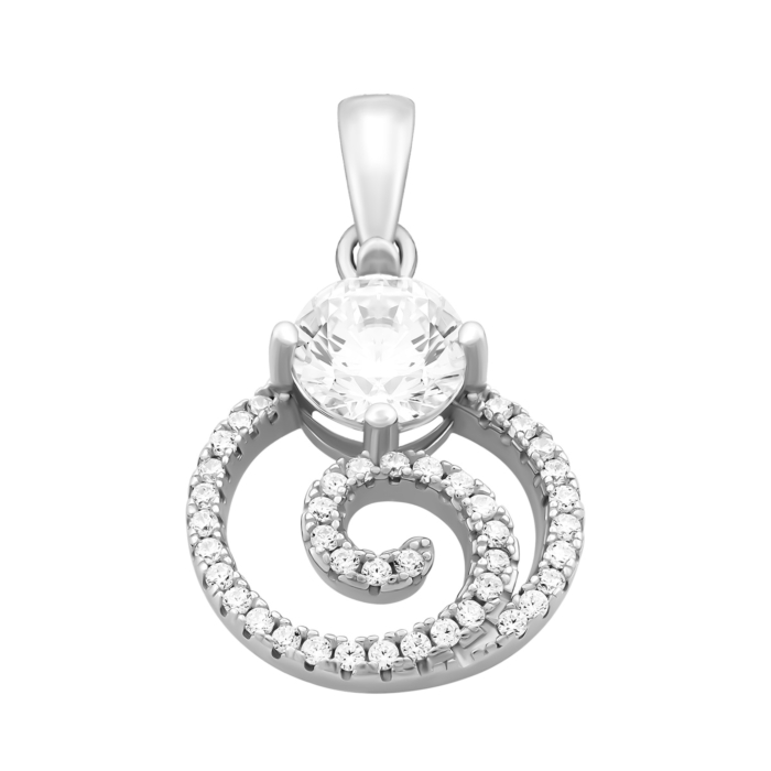 Срібна підвіска з фіанітами.Артикул UG5PE35394