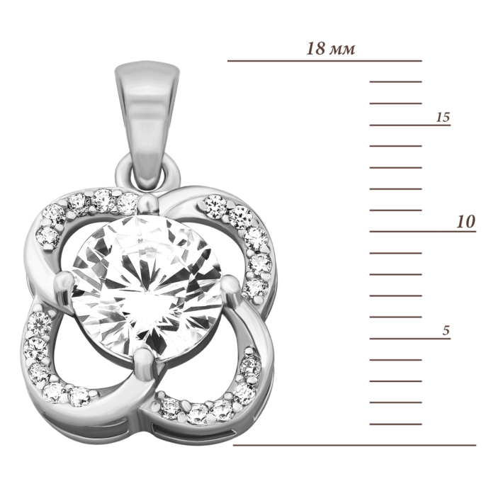 Срібна підвіска з фіанітами.Артикул UG5PE40481