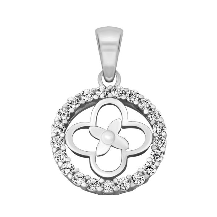 Срібна підвіска з фіанітами.Артикул UG5PE40523