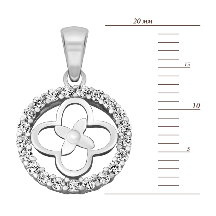 Срібна підвіска з фіанітами.Артикул UG5PE40523