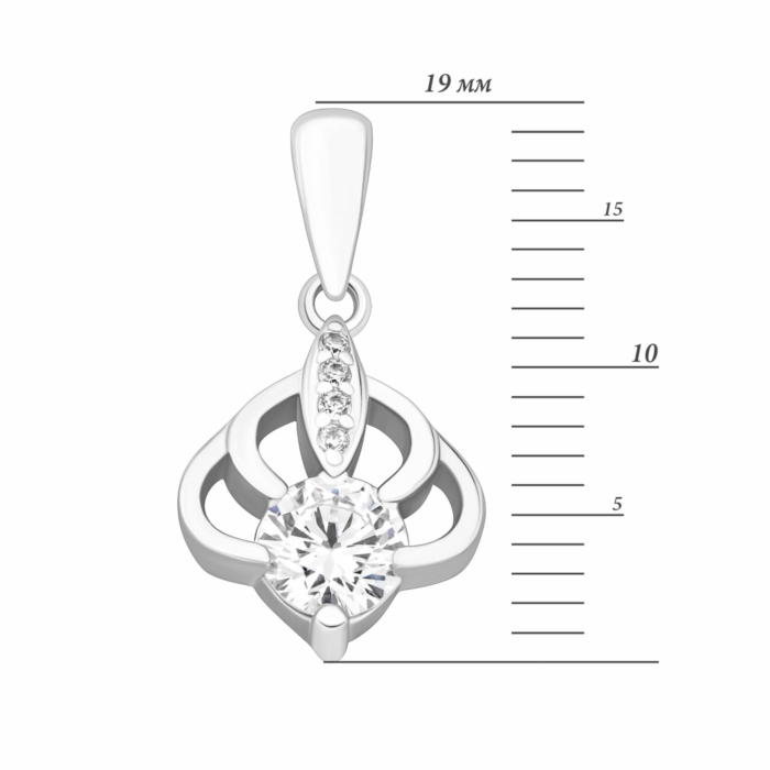 Срібна підвіска з фіанітами.Артикул UG5PE40678