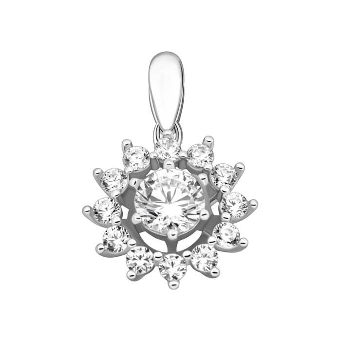Срібна підвіска з фіанітами.Артикул UG5SZDP00939
