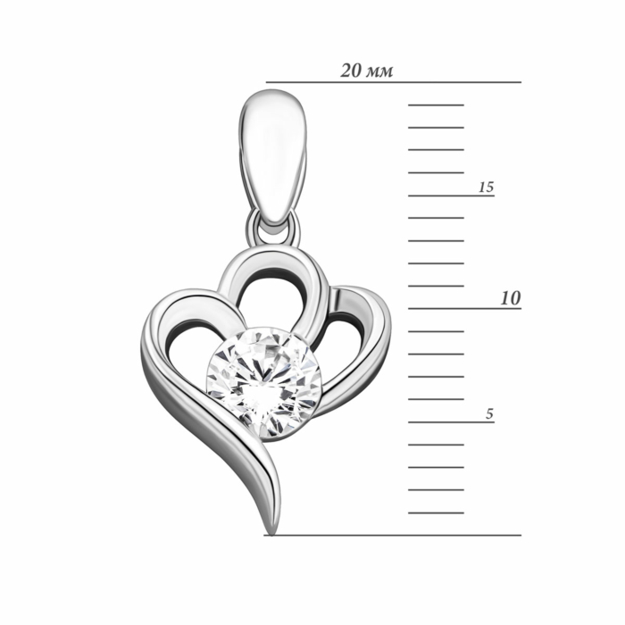 Срібна підвіска з фіанітом.Артикул UG5PE40867