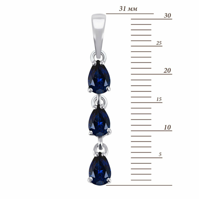 Срібна підвіска з сапфіром. Артикул UG53886р-NSPH