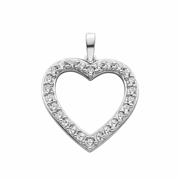 Срібна підвіска Серце з фіанітами.Артикул UG51291/1