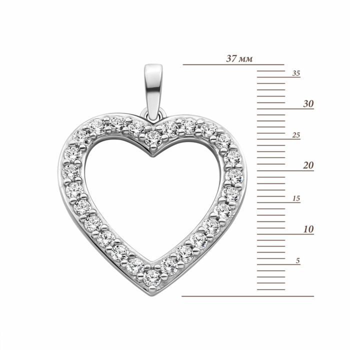 Срібна підвіска Серце з фіанітами.Артикул UG51291/1