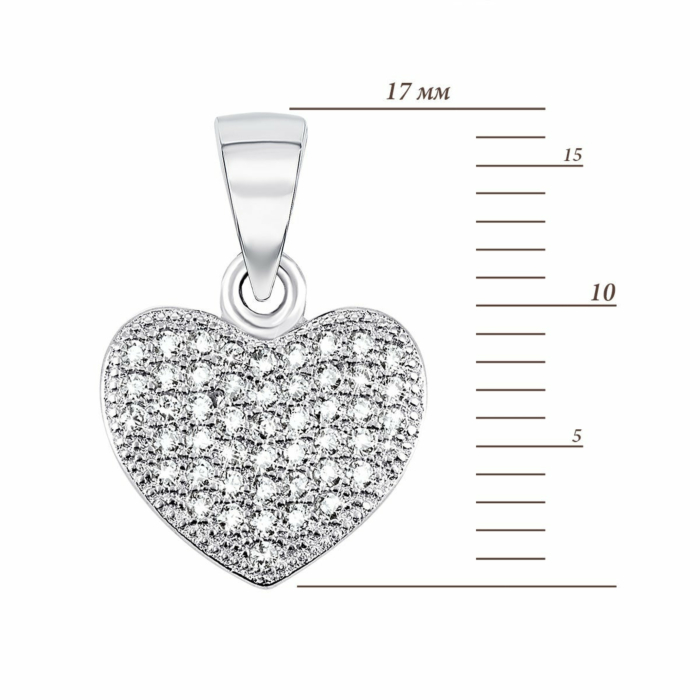 Срібна підвіска Серце з фіанітами. Артикул UG5PPS 1635