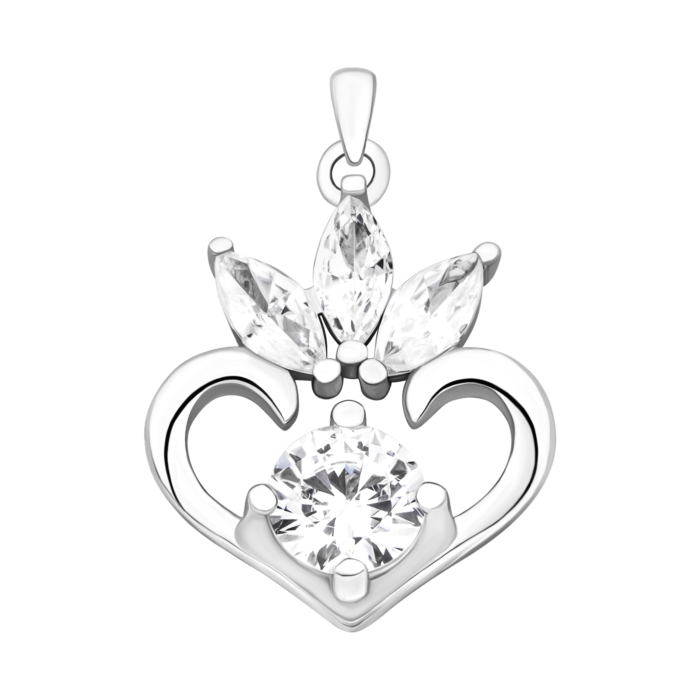 Серебряная подвеска Сердце с фианитами.Артикул UG5TS1435