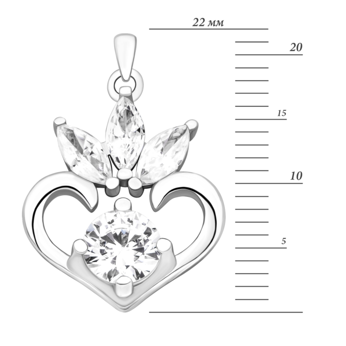 Серебряная подвеска Сердце с фианитами.Артикул UG5TS1435
