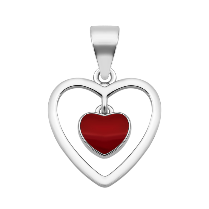 Серебряная подвеска Сердце с эмалью.Артикул UG5PE40363