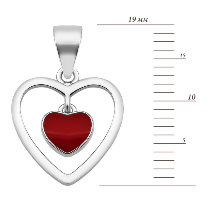 Серебряная подвеска Сердце с эмалью.Артикул UG5PE40363