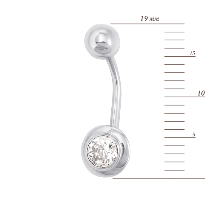 Серебряная серьга-пирсинг с фианитом (21485/12/1/29)