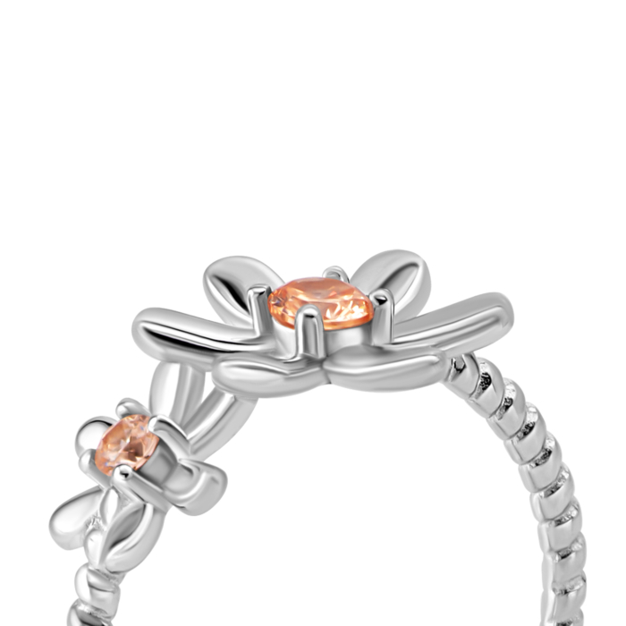 Серебряное кольцо Цветы с фианитами.Артикул UG5SZDR10118