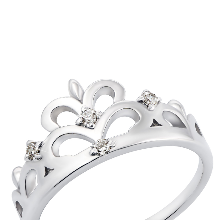 Срібна каблучка Корона з фіанітами (00282/12/1/147 (с00282)