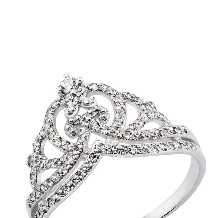 Срібна каблучка Корона з фіанітами (00295/12/1/55)