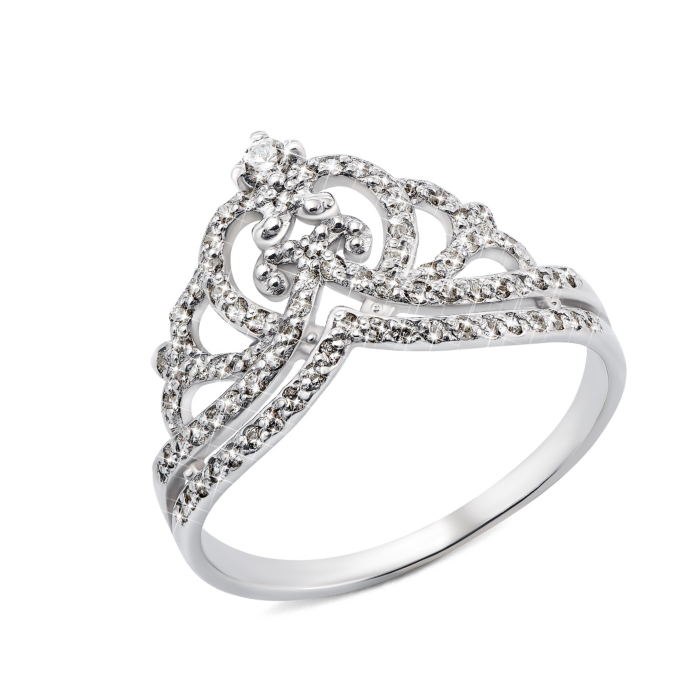 Срібна каблучка Корона з фіанітами (00295/12/1/55)