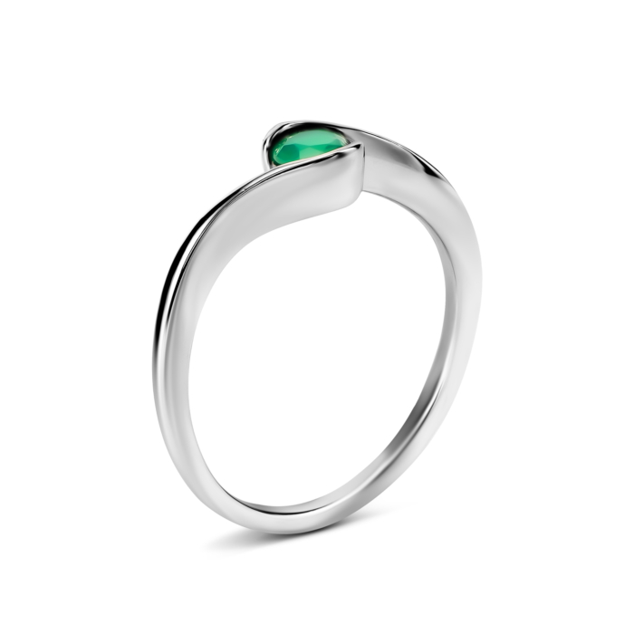 Срібна каблучка з зеленим агатом. Артикул UG5SZDR92160-3-1