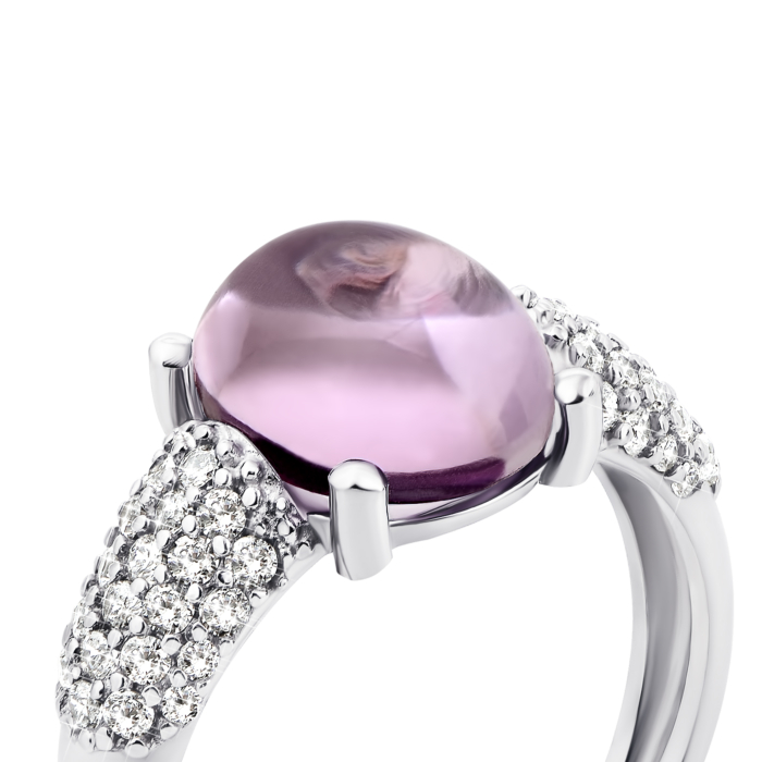 Срібна каблучка з аметистом і фіанітами (1692/9р)