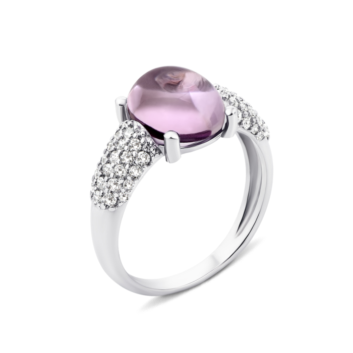 Срібна каблучка з аметистом і фіанітами (1692/9р)